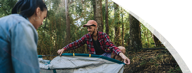 Potential Opdualag patient assembling a tent with a friend.